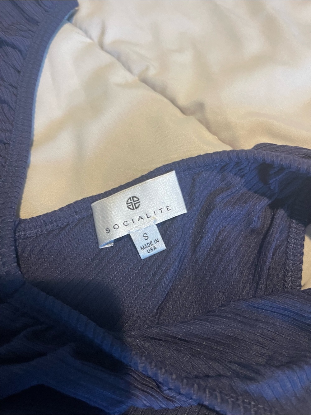 Socialite Navy One-Shoulder Ruffle Tank Top - Picture 2 of 3